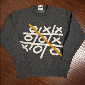 Gray Sweater with Tic-Tac-Toe Design